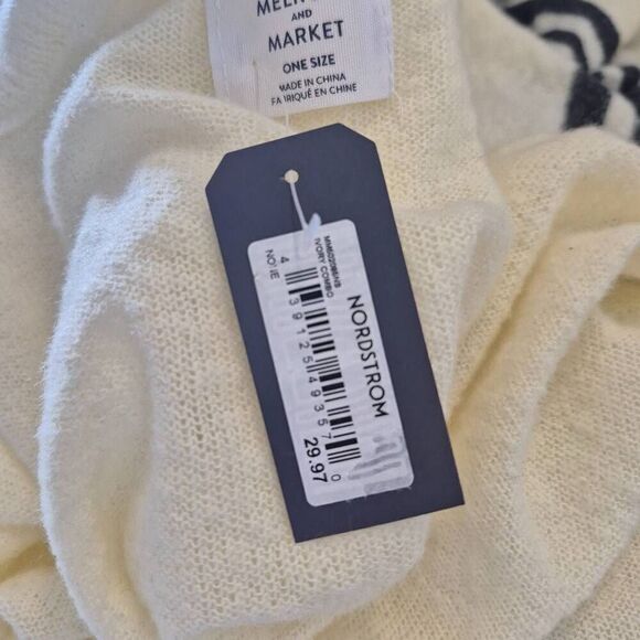 Melrose & Market Women's Cream Poly Knit w Gray & Brown Stripe Accents Open Fron - Picture 6 of 13